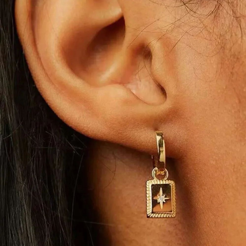 Star hoop earrings #818